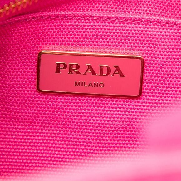 Pre Loved prada Canvas Tote Bag Women Pink Satchel - Picture 5 of 7